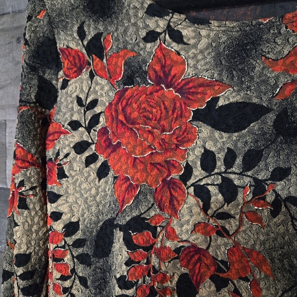 Vintage Brittany Black Red Floral Blouse - Picture 3 of 6